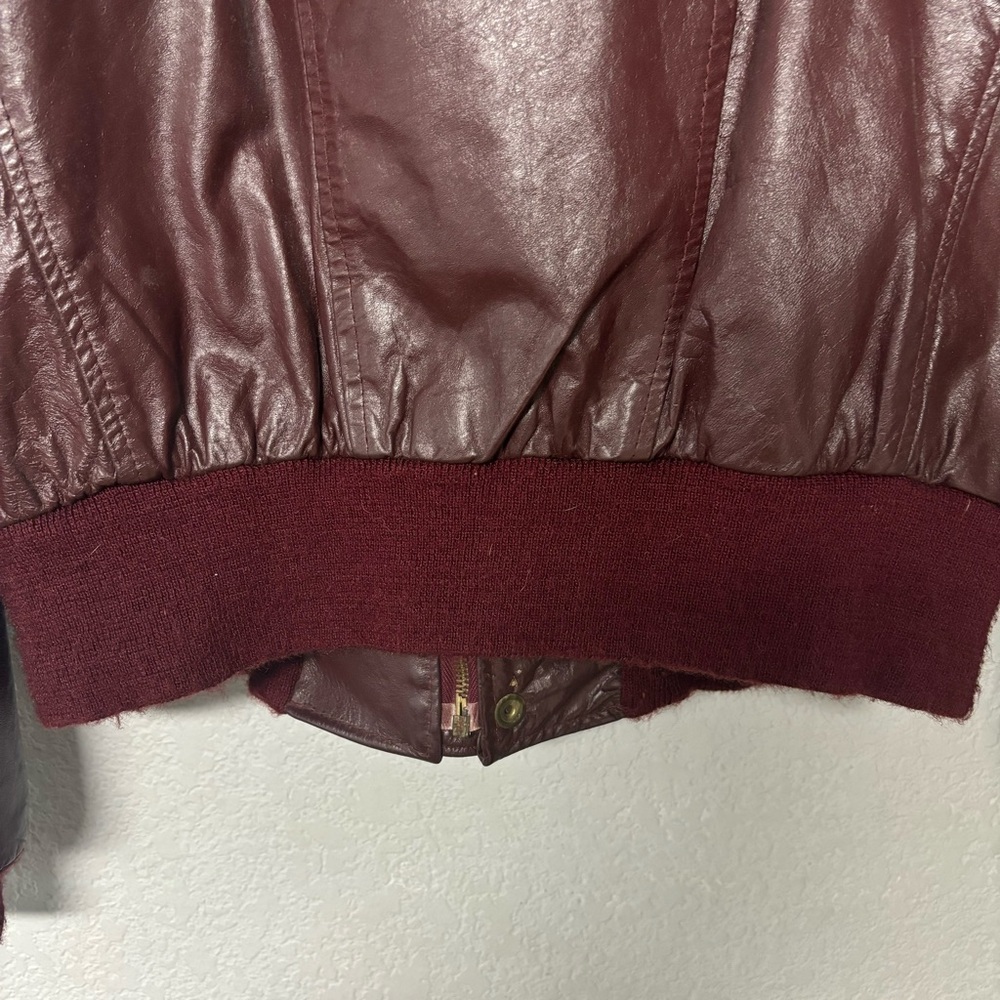 Vintage Gino Leather Red Leather Bomber Jacket Size 42 - Picture 3 of 6